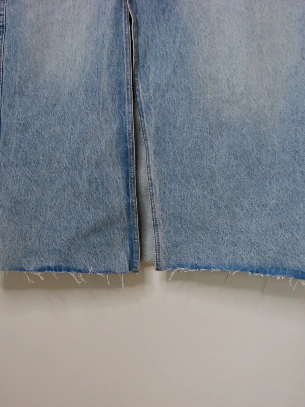 Zara Light Blue Denim Midi Maxi Skirt Asymmetric Fly Raw Hem BRAND NEW NWT XXL - Picture 9 of 15